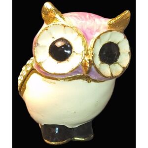 Vintage Owl Trinket Box, 1.75‎ x 1 x .5, Purple and White